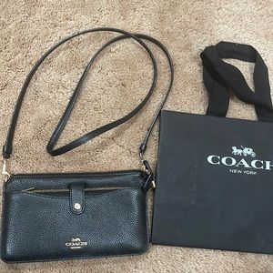 Coach black crossbody wallet